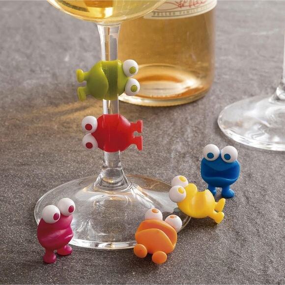 Joie MS Frog Wine Watchers Wine Charms 6 Different Silicone Colors NEW - Picture 6 of 9